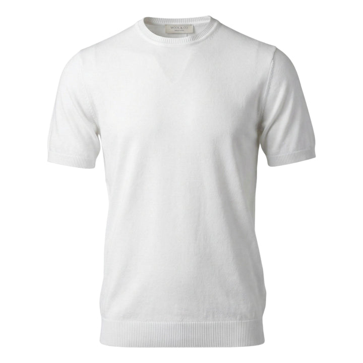 Short Sleeve Combed Cotton Crewneck in Optical White