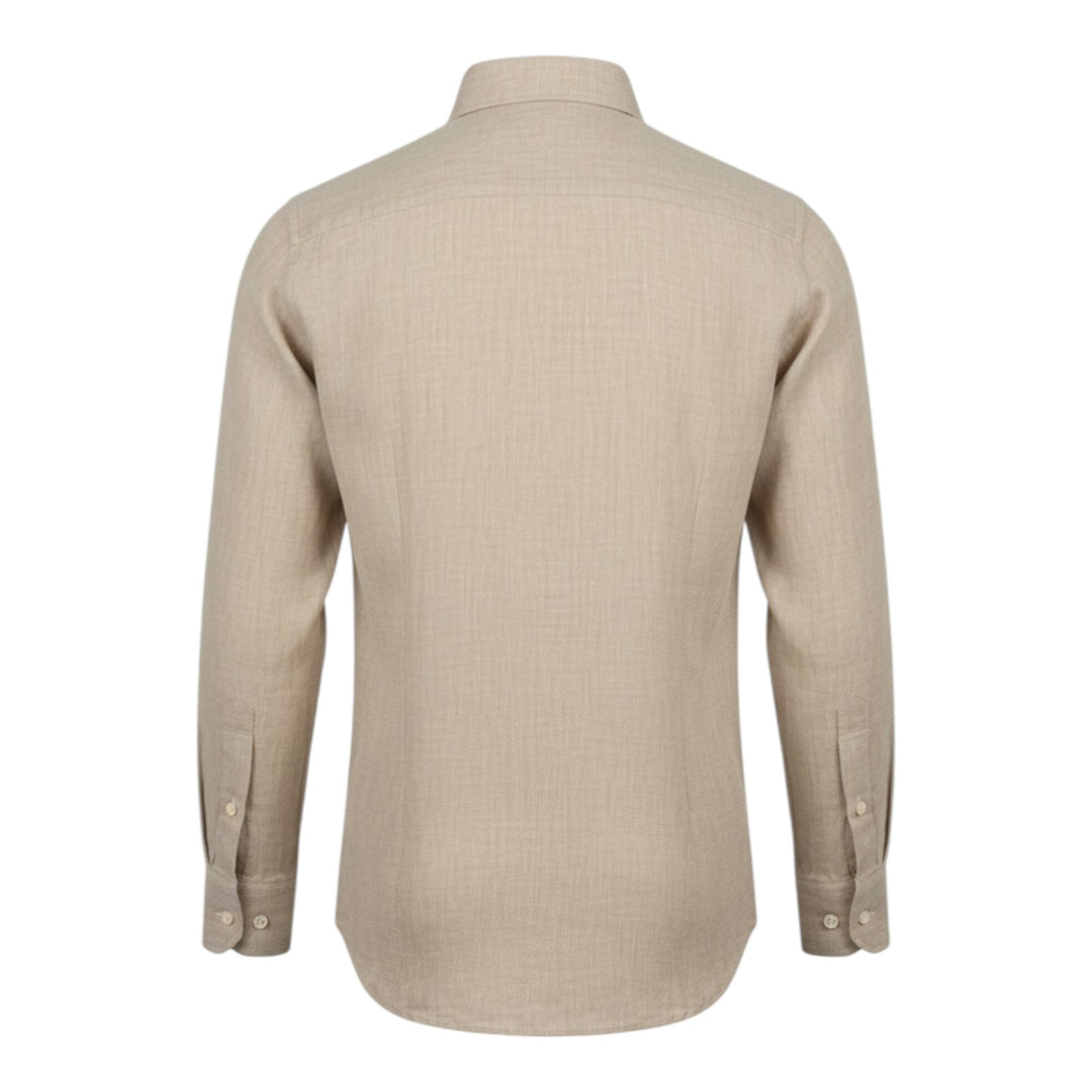 Long Sleeve Custom Fit Shirt 100% Linen Washed Hazelnut
