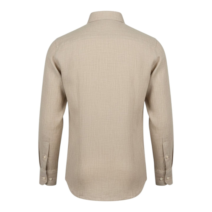 Long Sleeve Custom Fit Shirt 100% Linen Washed Hazelnut