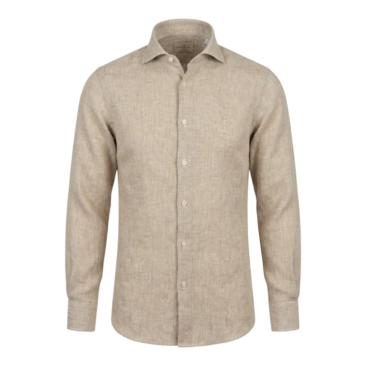 Long Sleeve Custom Fit Shirt 100% Linen Washed Hazelnut