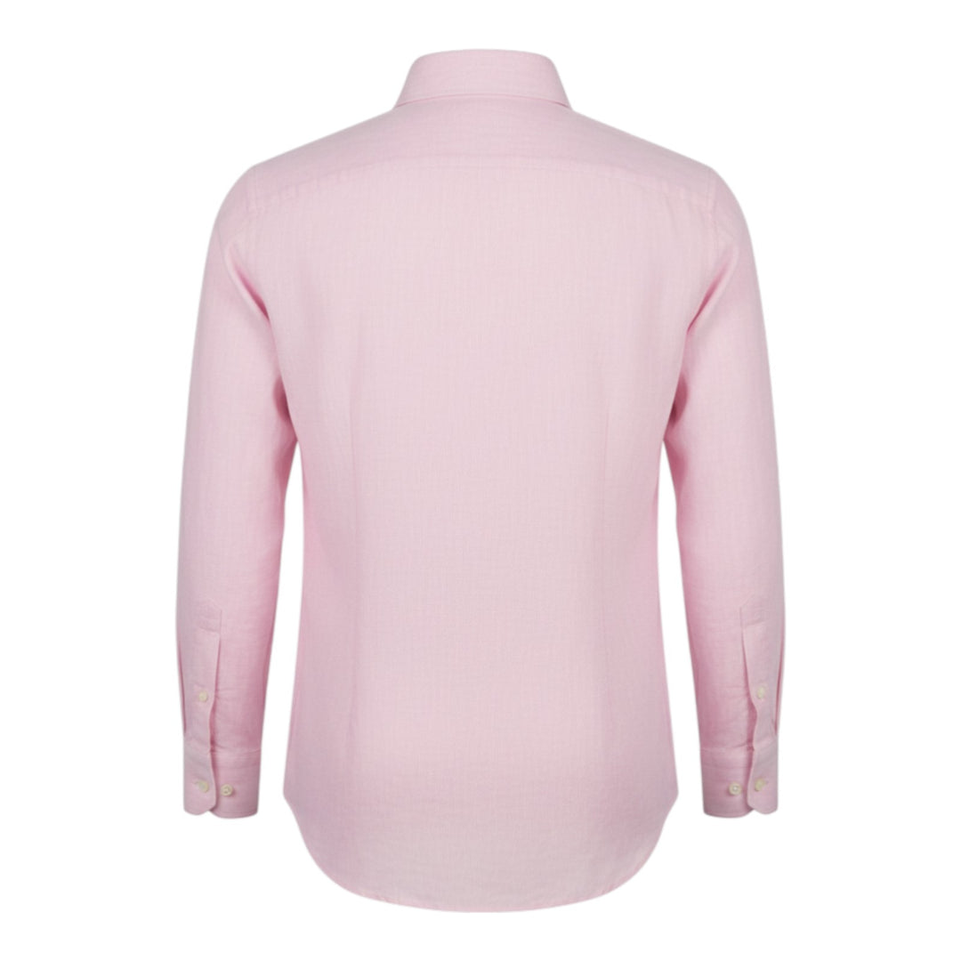 Long Sleeve Custom Fit 100% Linen Shirt Washed Pink