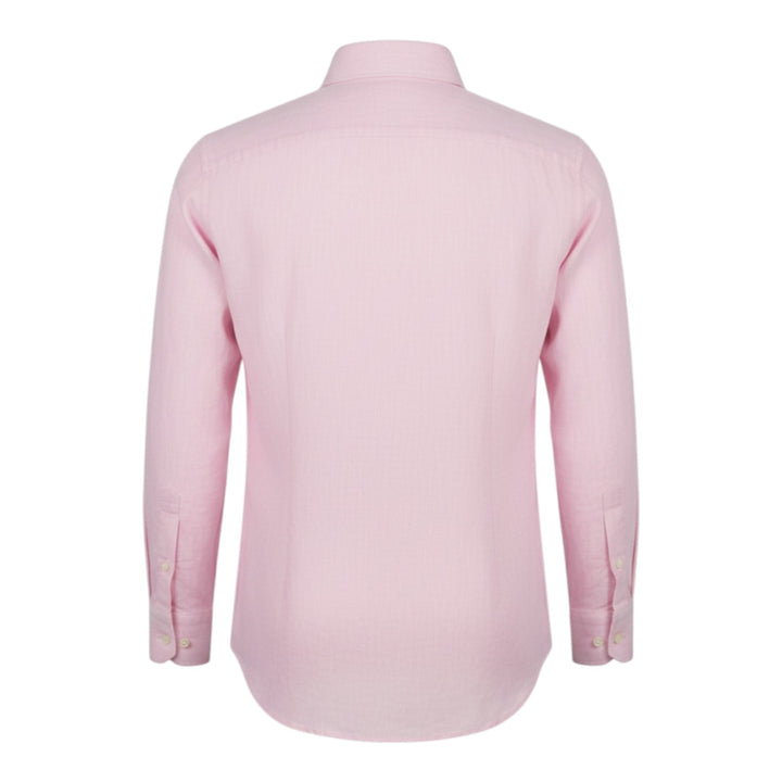 Long Sleeve Custom Fit 100% Linen Shirt Washed Pink