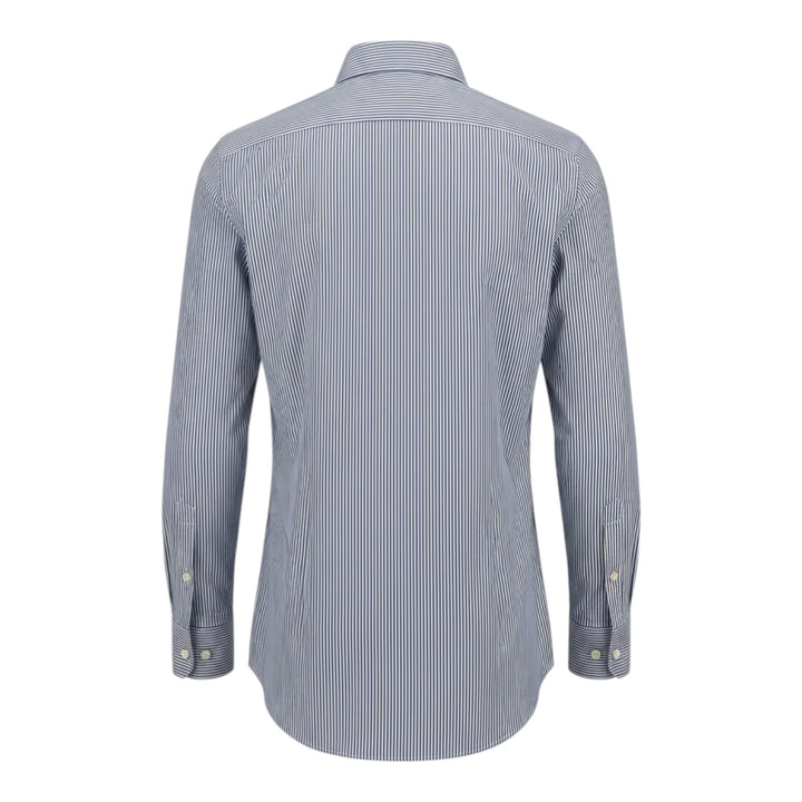 Custom Fit Long Sleeve Striped Cotton Shirt Blue-White