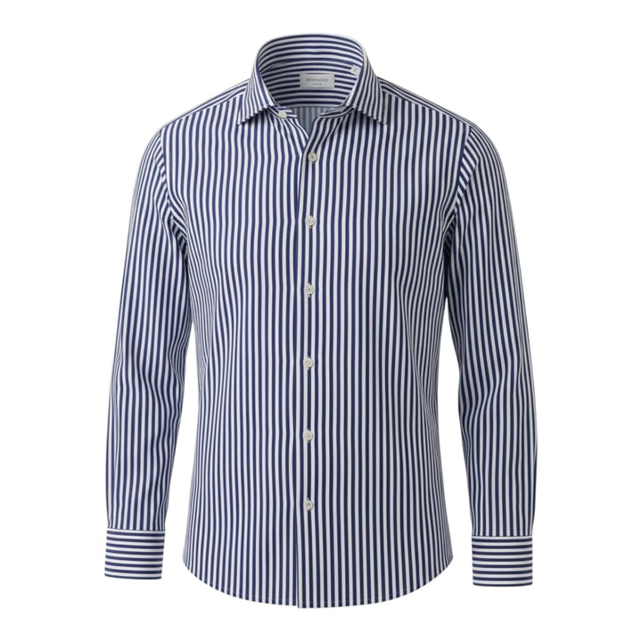 Long Sleeve Slim Fit Non-Iron Striped Shirt Blue-White