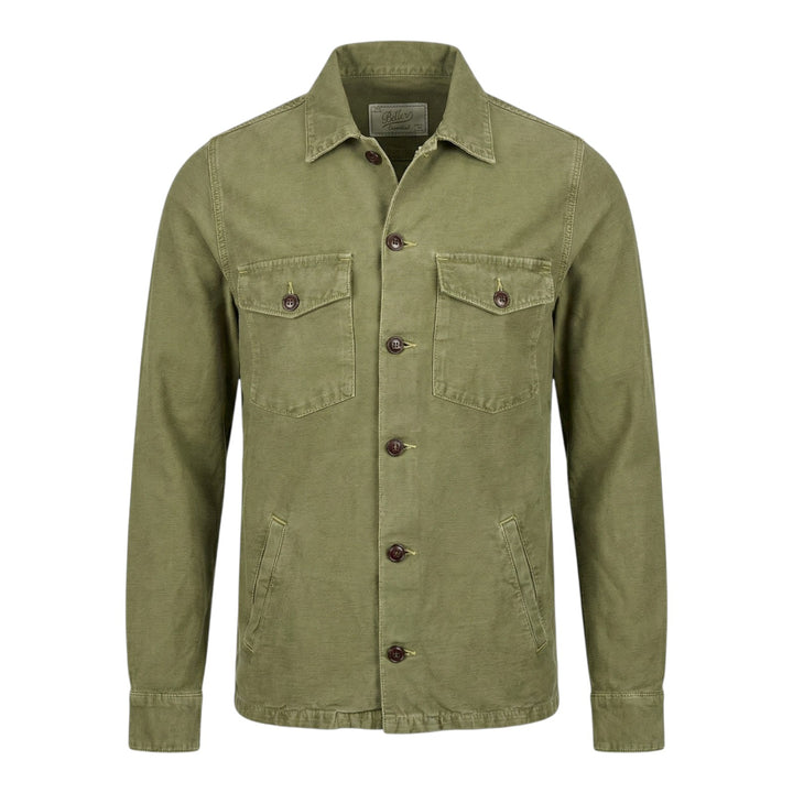 Acadia Long Sleeve Over-fit Linen Blend Shirt Military