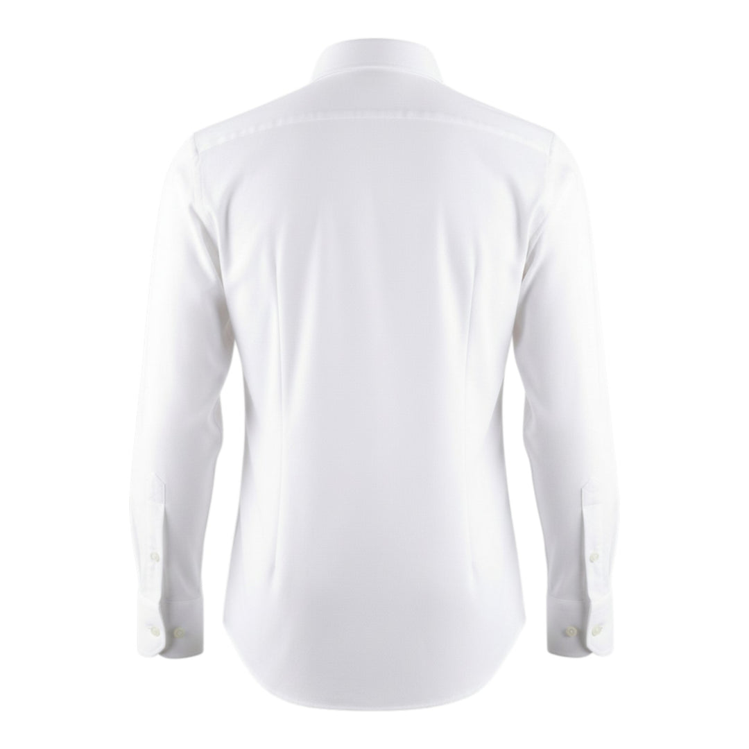 Long Sleeve Oxford Polo Shirt Custom Fit White Cotton