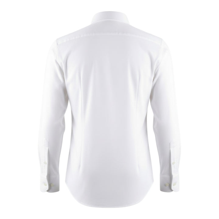 Long Sleeve Oxford Polo Shirt Custom Fit White Cotton