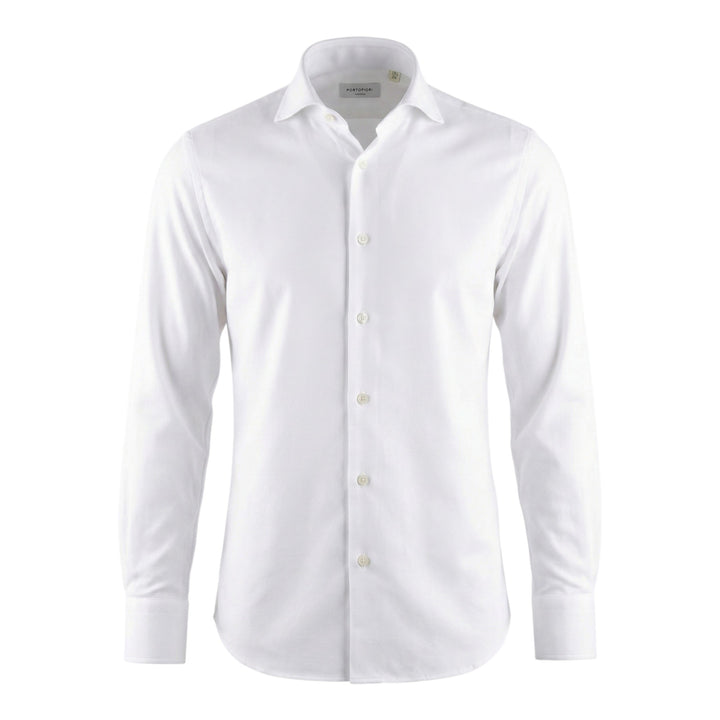 Long Sleeve Oxford Polo Shirt Custom Fit White Cotton