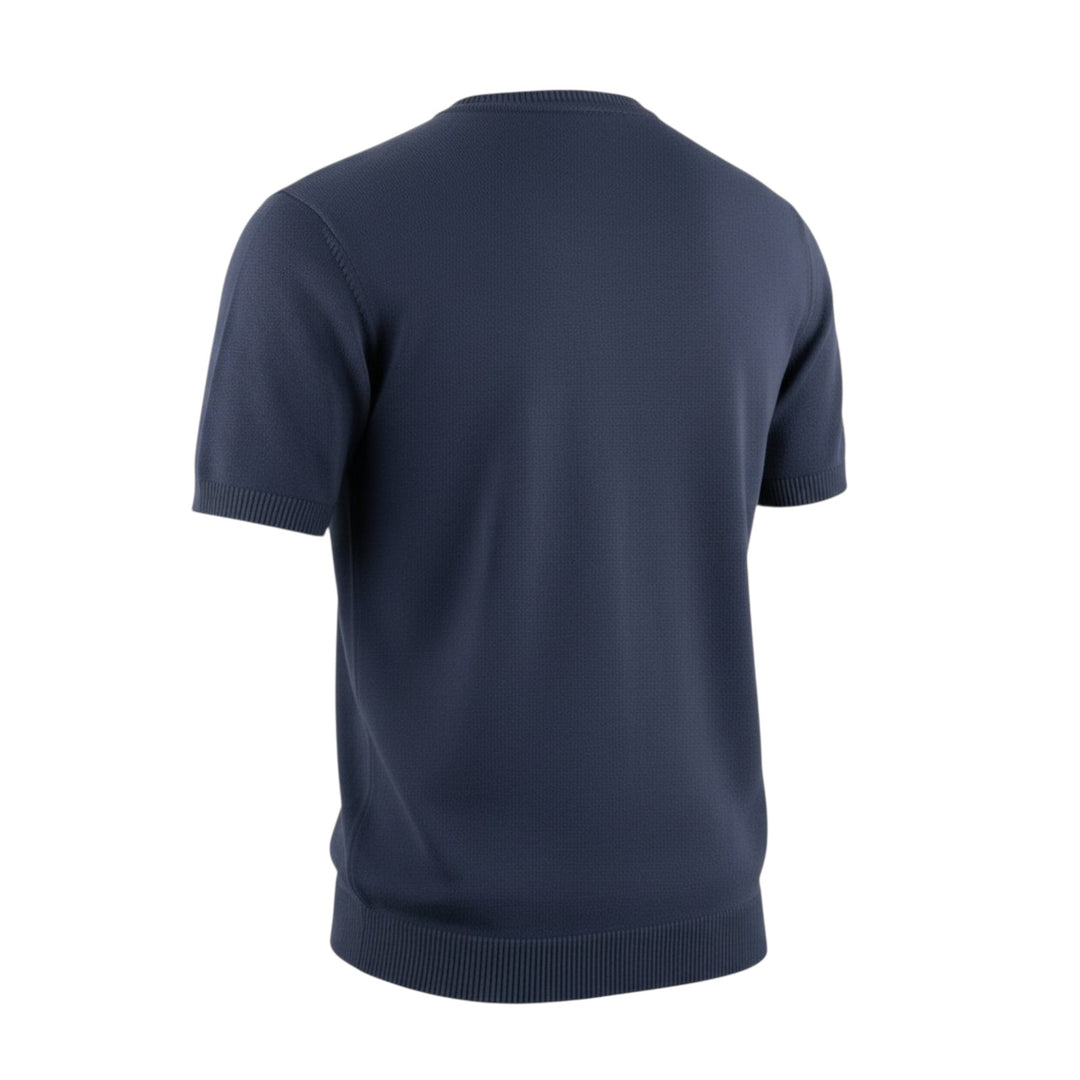 Blue Combed Cotton Short Sleeve Crewneck