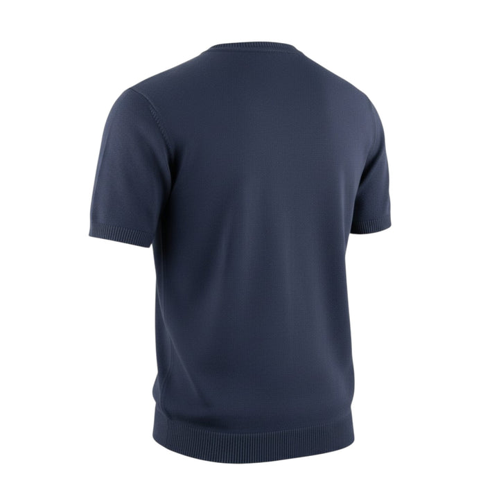 Blue Combed Cotton Short Sleeve Crewneck