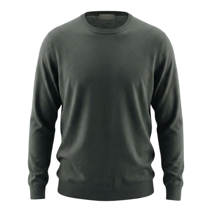 Long Sleeve Combed Cotton Crewneck Anthracite
