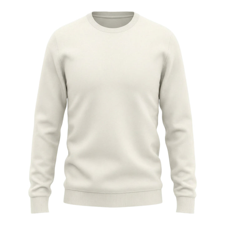 Long Sleeve Combed Cotton Crewneck Pearl White