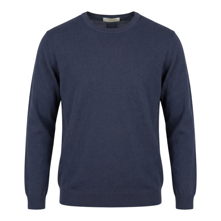 Long Sleeve Combed Cotton Crewneck Blue