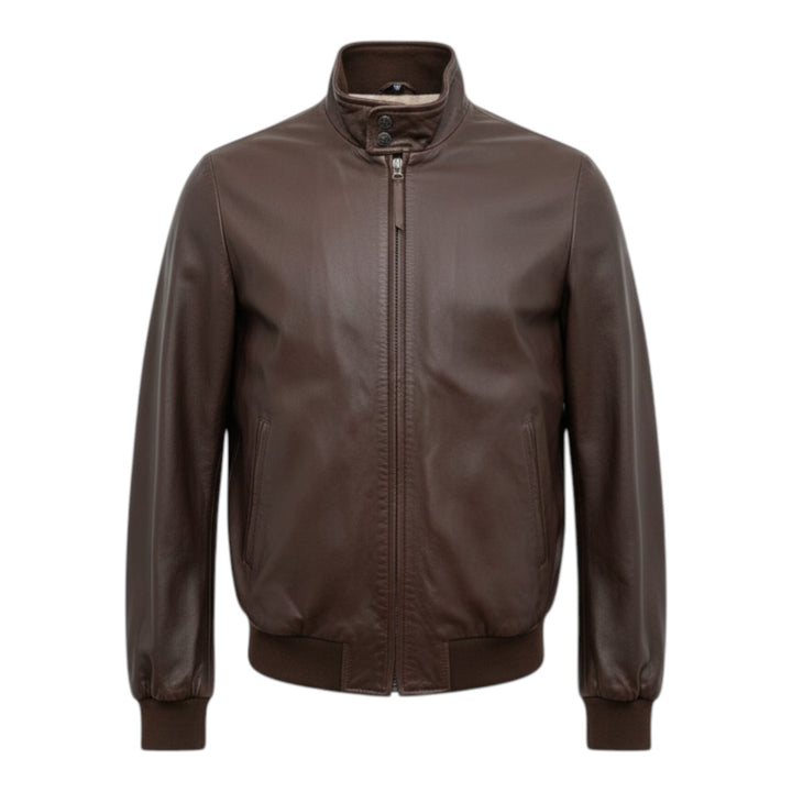 Brown Genuine Leather Baracuta Style Jacket
