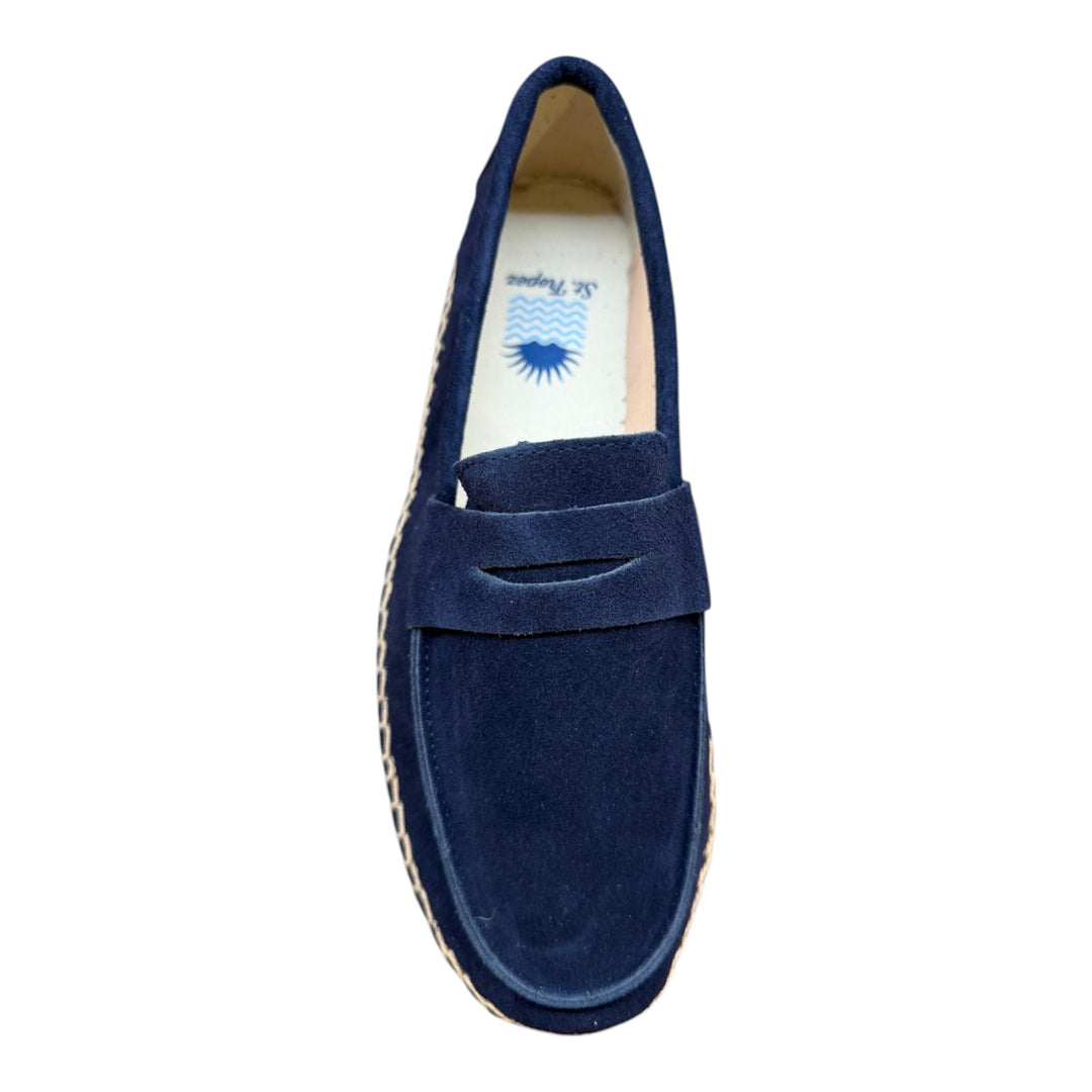 Navy Blue Suede Leather Loafers with Rubber Sole