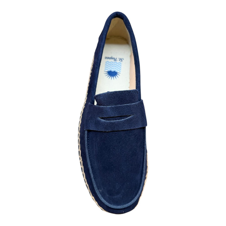 Navy Blue Suede Leather Loafers with Rubber Sole