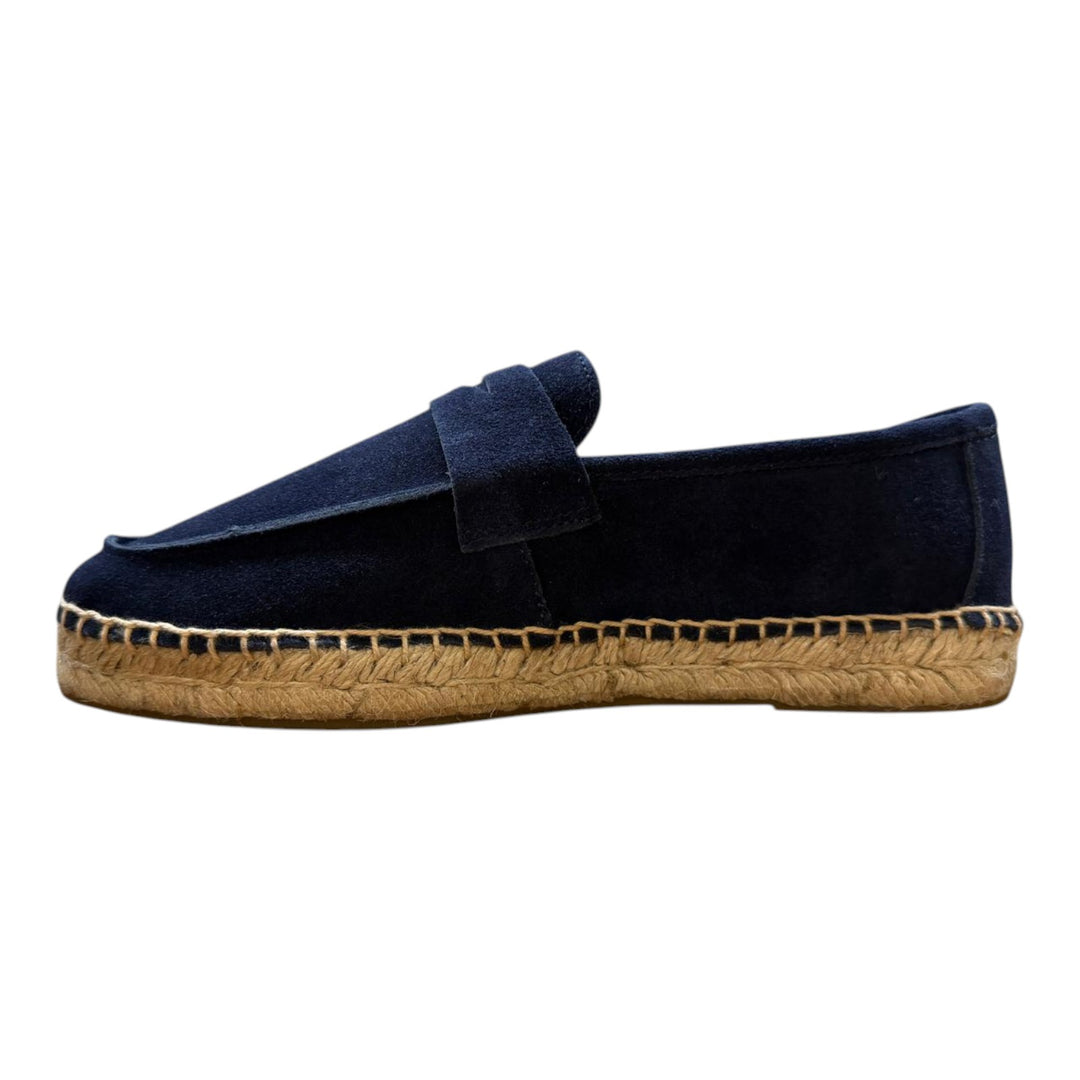 Navy Blue Suede Leather Loafers with Rubber Sole