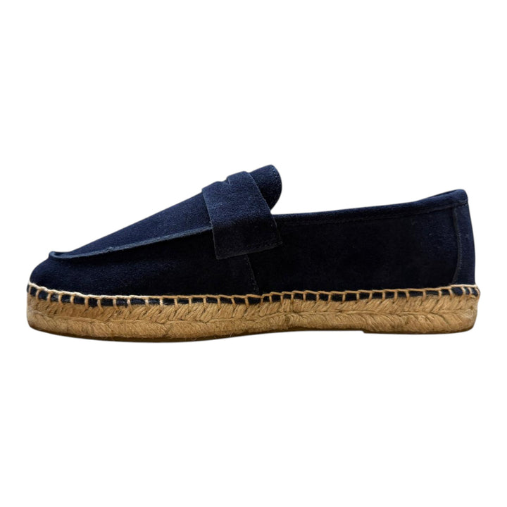 Navy Blue Suede Leather Loafers with Rubber Sole