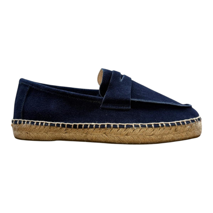 Navy Blue Suede Leather Loafers with Rubber Sole