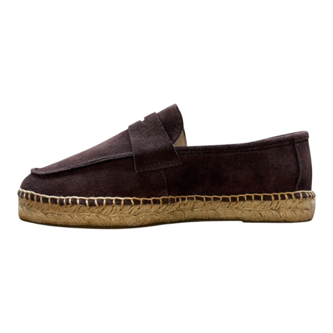 Genuine Suede Loafers with Rubber Sole in Dark Brown