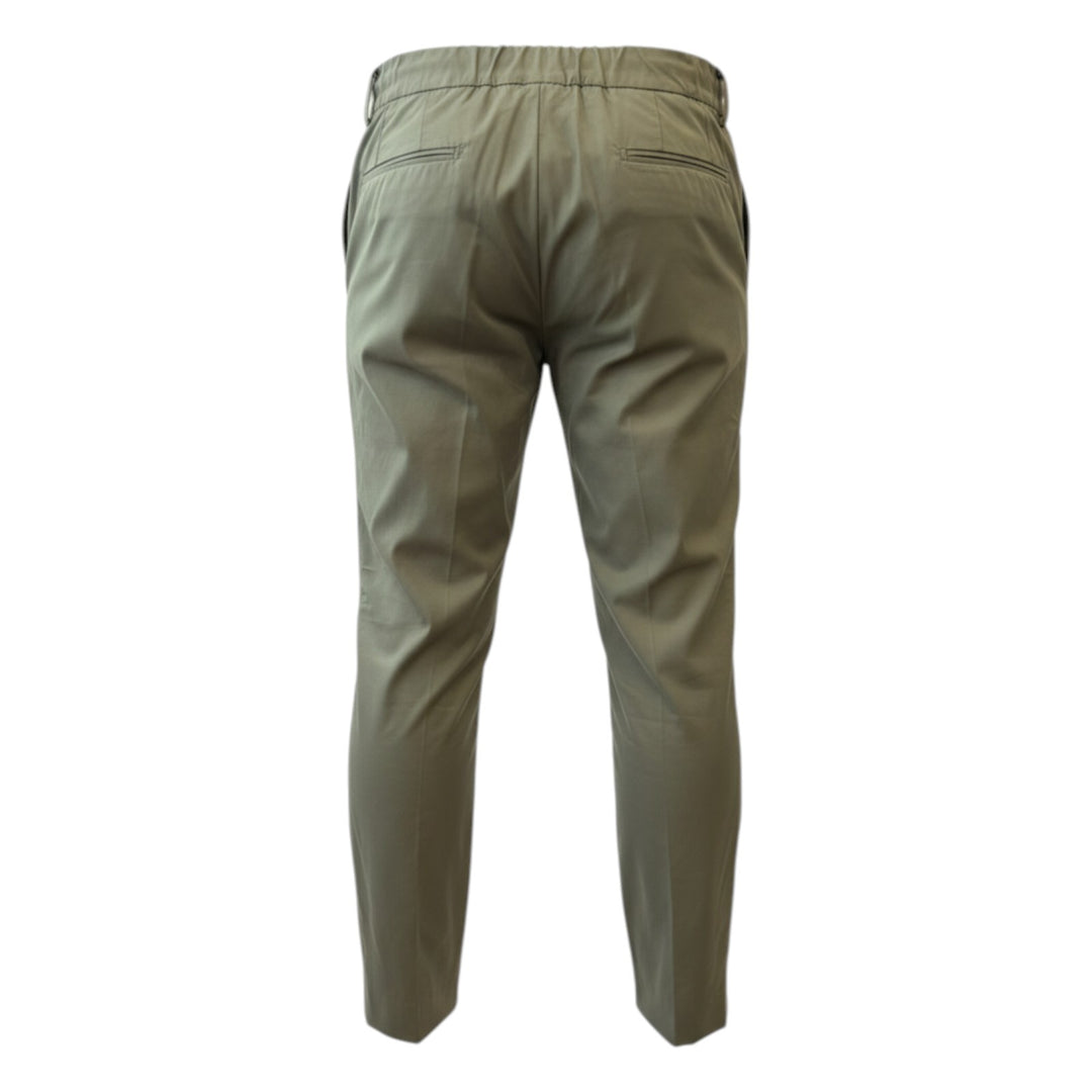 Ultralight Trousers with Elasticated Waist and Pleats Green Military