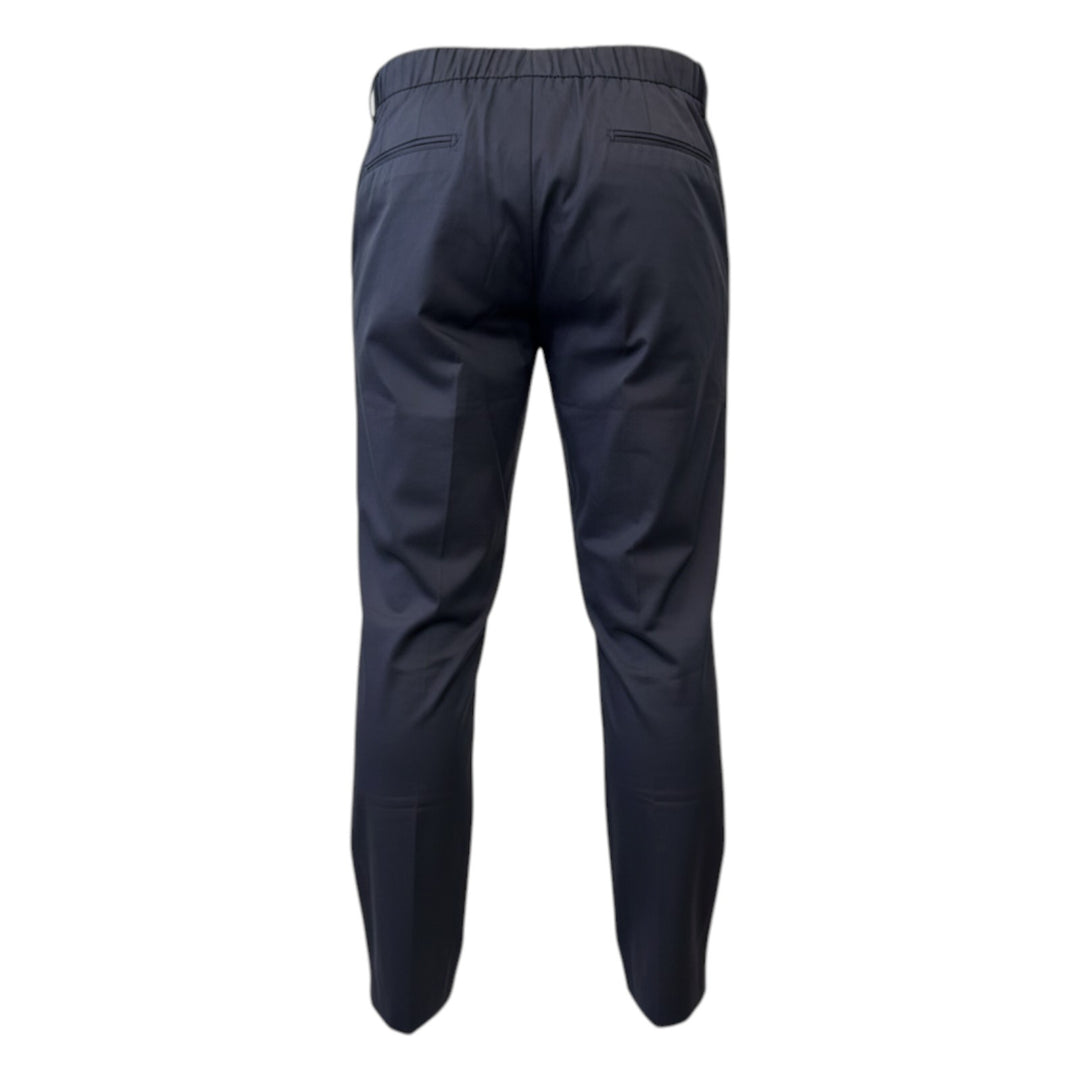 Ultralight Trousers with Elastic Waist and Pleats Night Blue