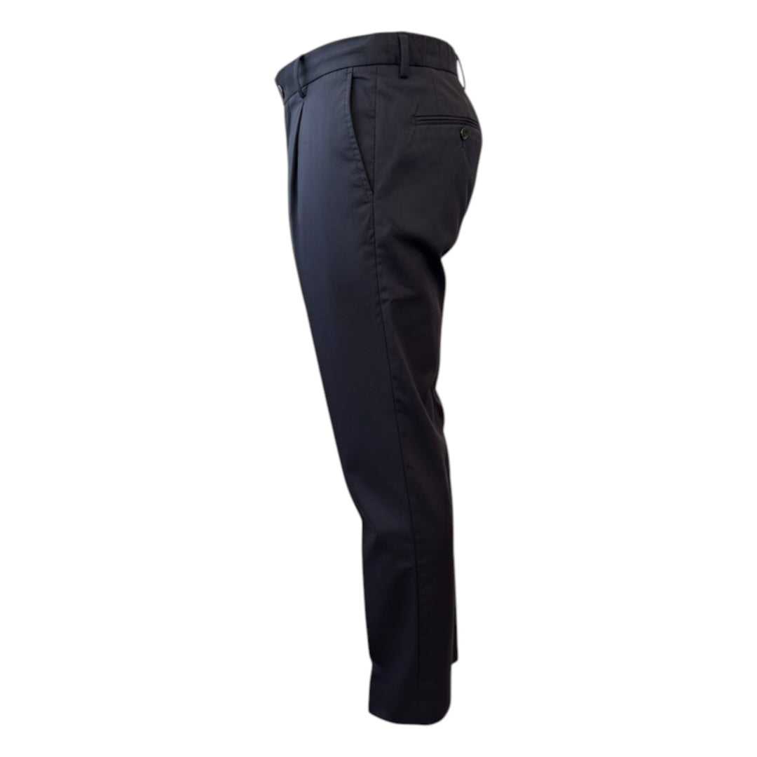 Ultralight Trousers with Elastic Waist and Pleats Night Blue