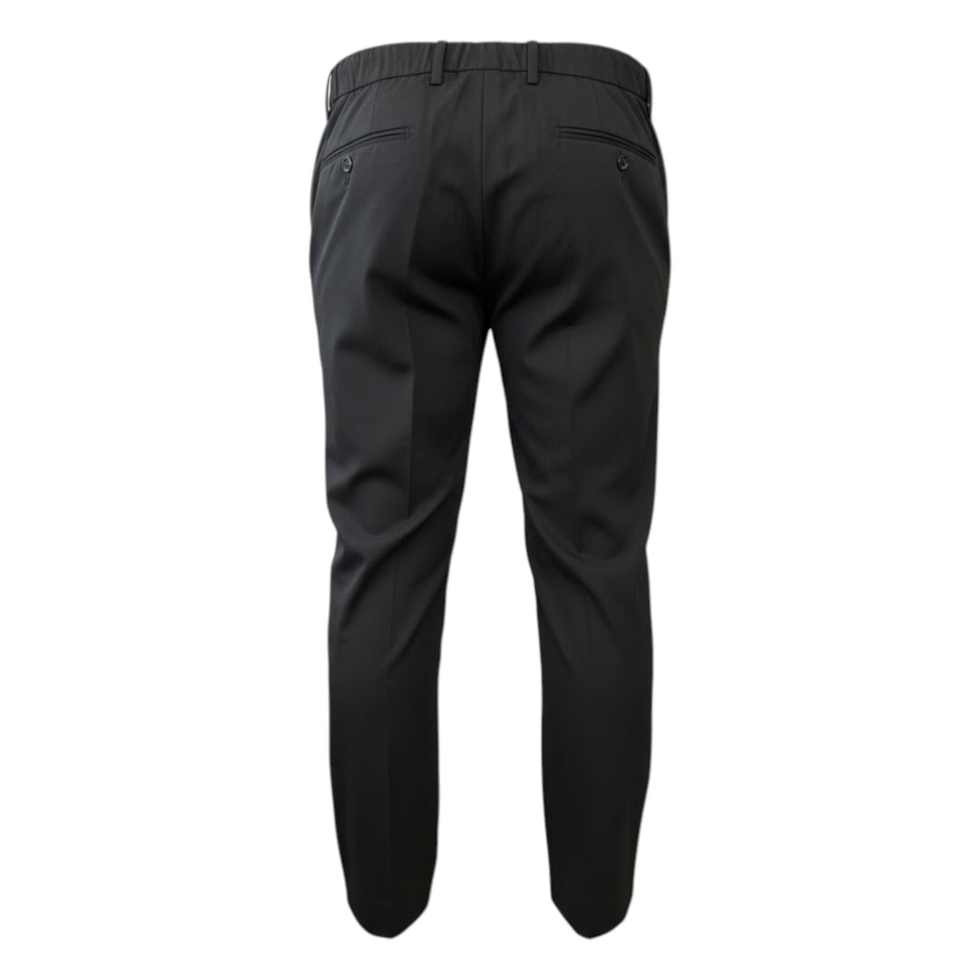 Elasticated Waistband Pleated Trousers in Black Tasmania