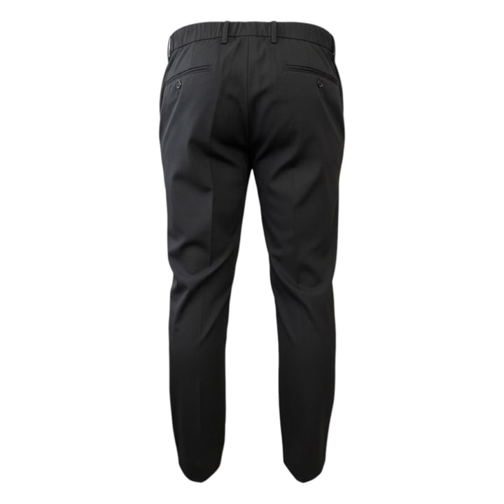Elasticated Waistband Pleated Trousers in Black Tasmania