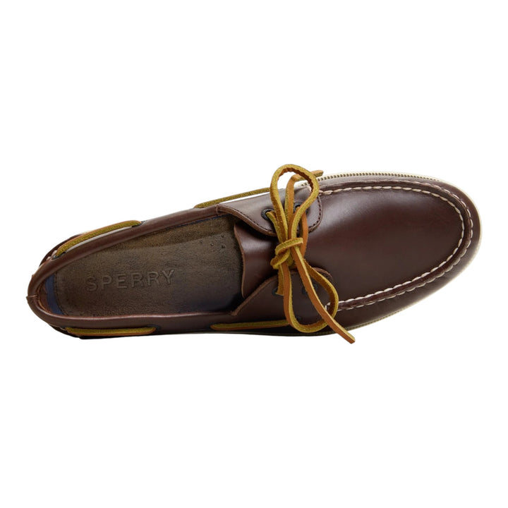 Authentic Original 2-Eye Boat Shoe in Brown Genuine Leather