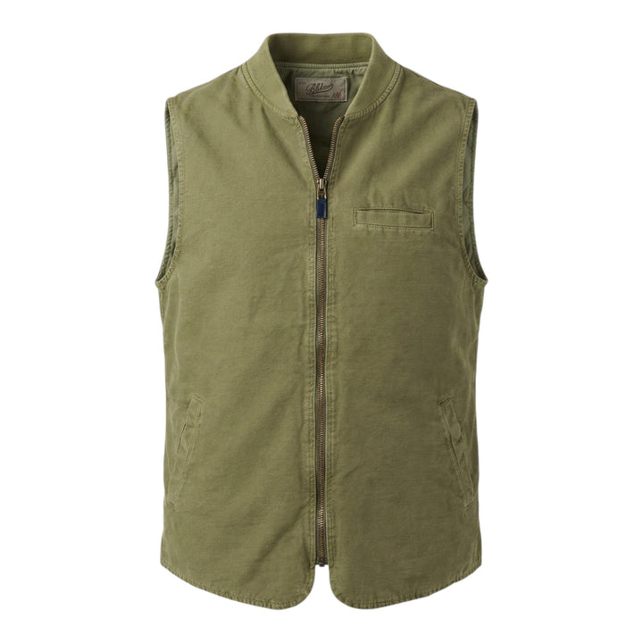 Bear Linen Blend Sleeveless Jacket Military