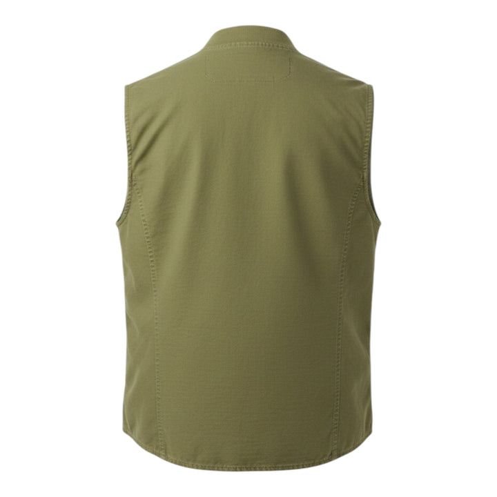 Bear Linen Blend Sleeveless Jacket Military