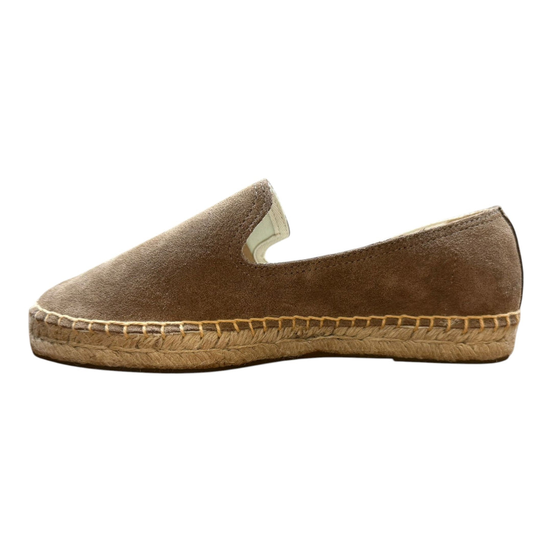 Brown Genuine Suede Espadrilles with Rubber Sole