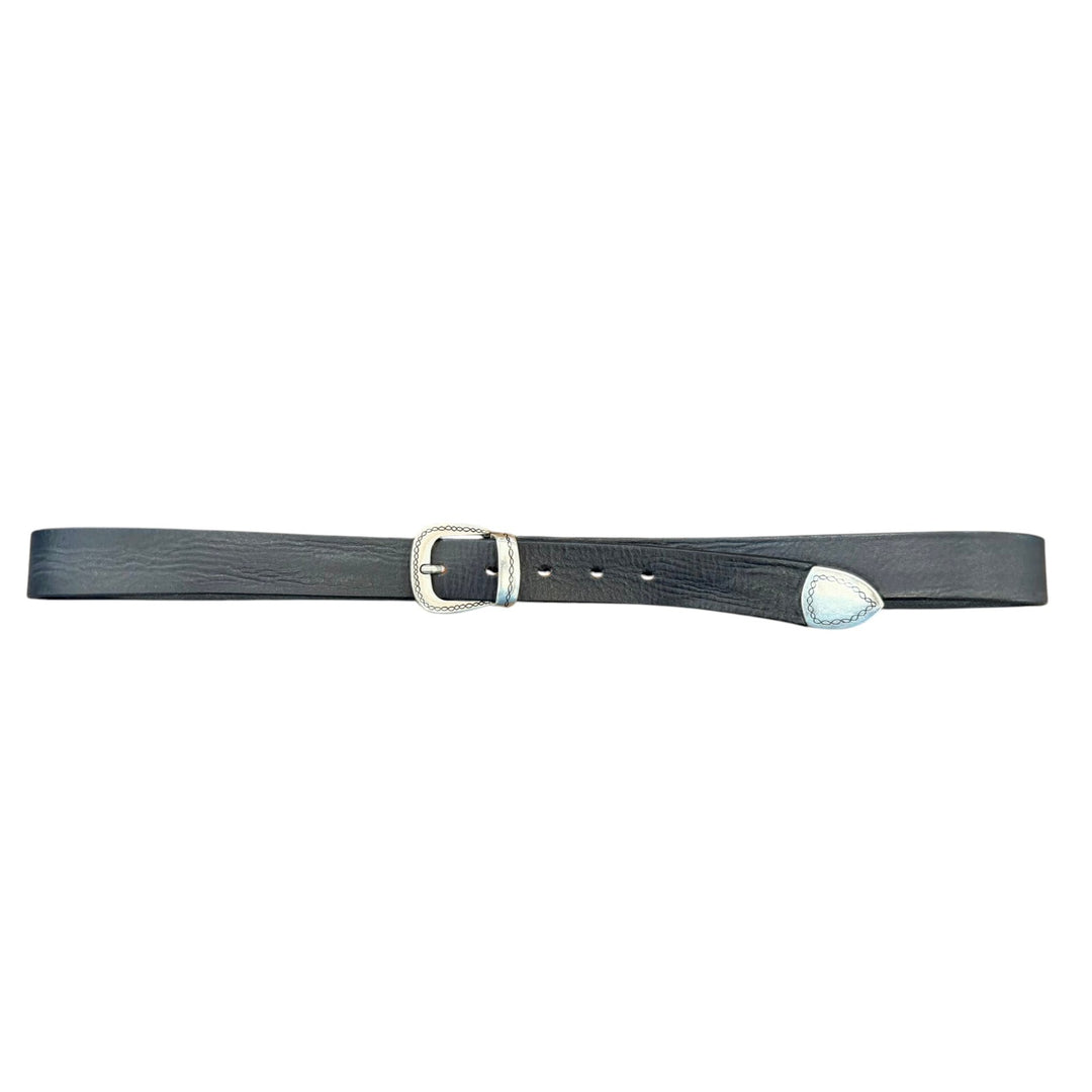 BLUE GENUINE LEATHER WESTERN BELT