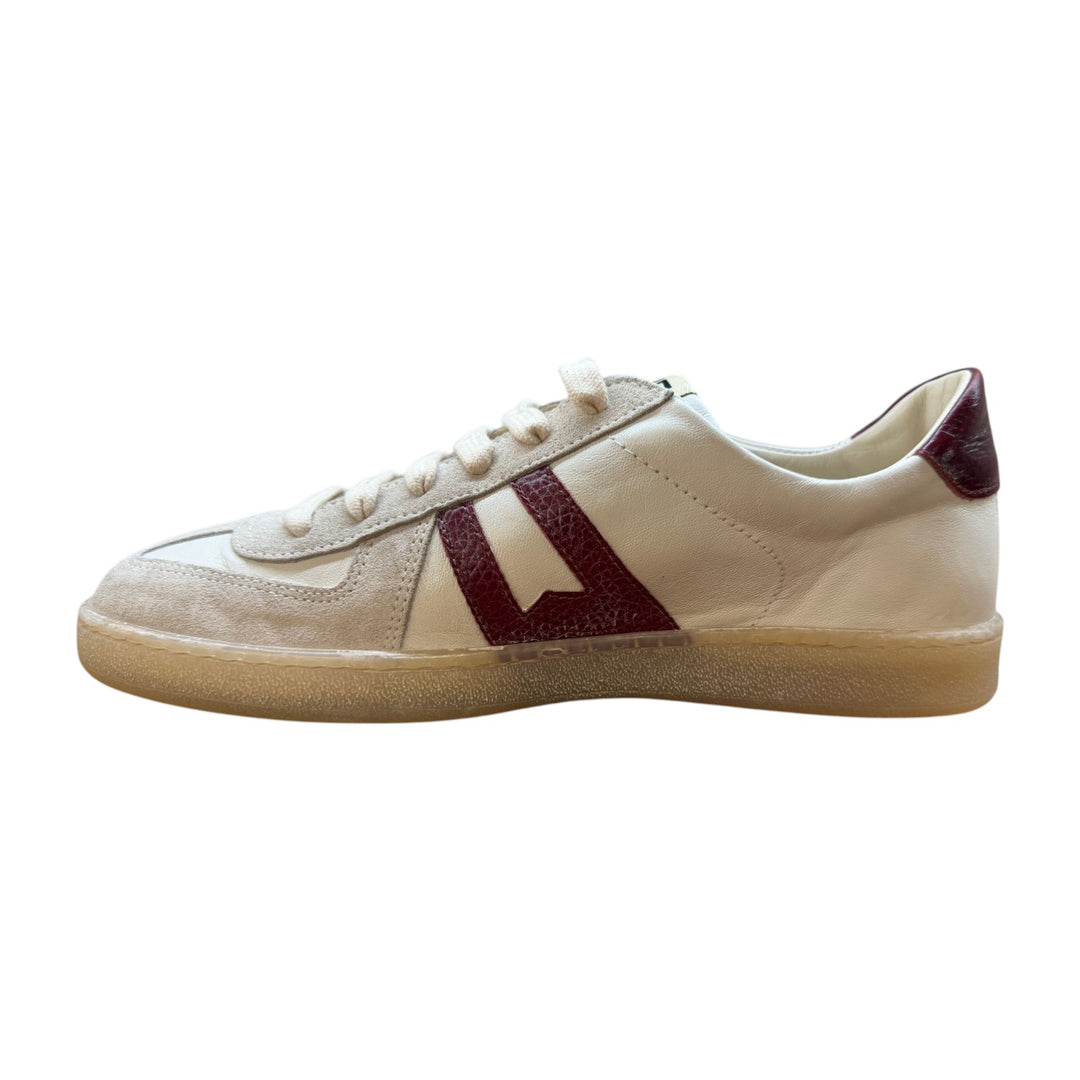 Genuine Leather Sneakers in White-Brown