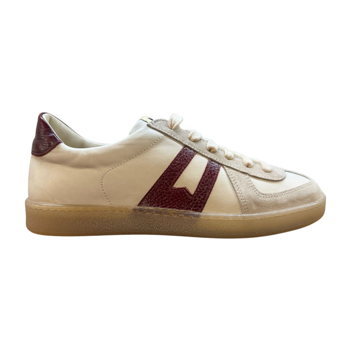 Genuine Leather Sneakers in White-Brown