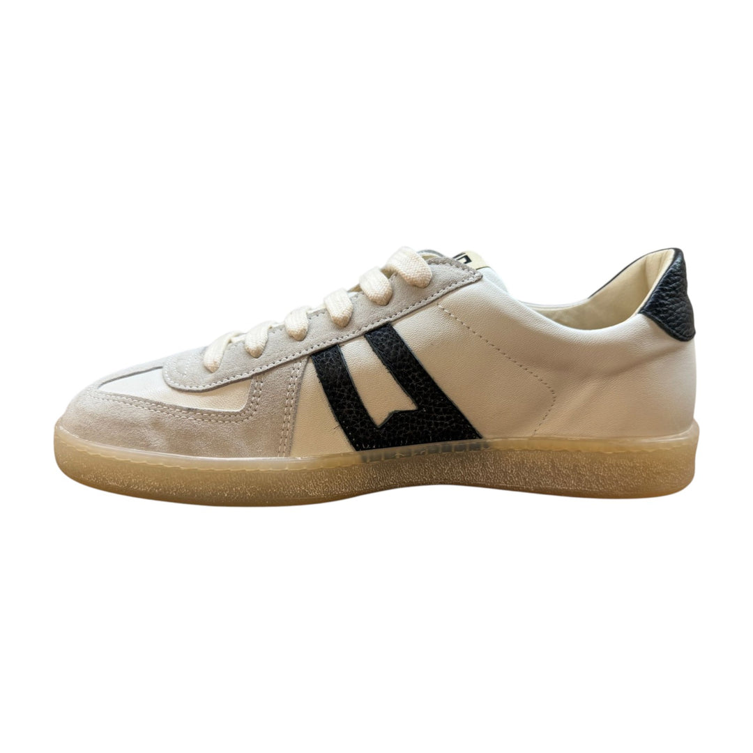 Genuine Leather Sneakers in White-Black