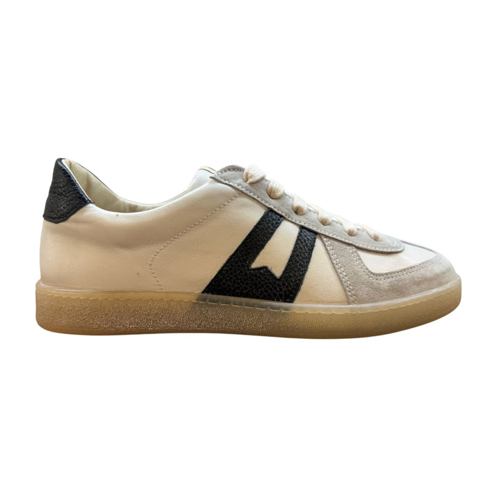 Genuine Leather Sneakers in White-Black