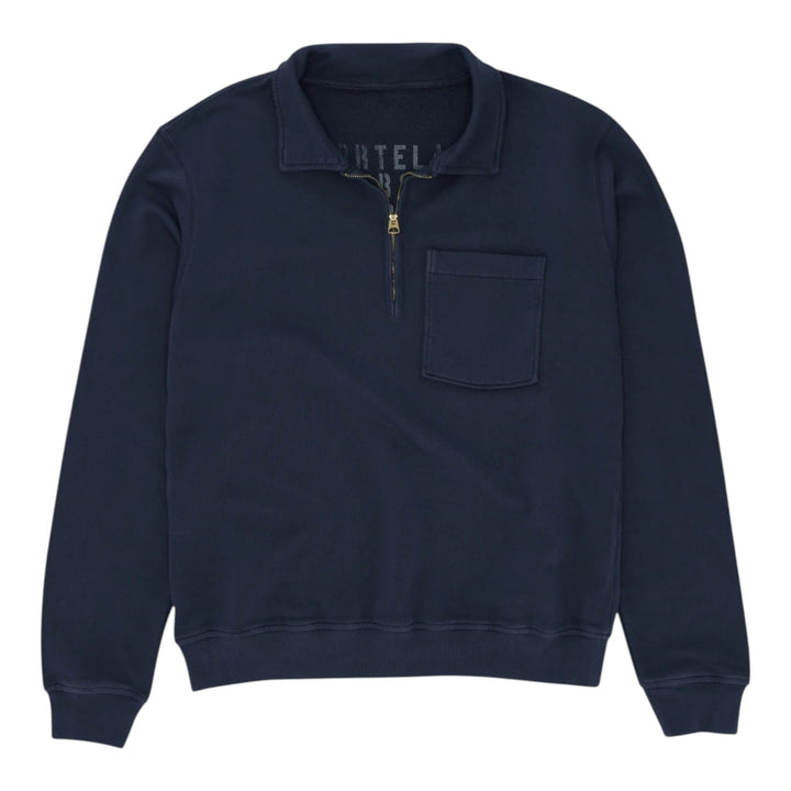 Yale Brushed Jersey Sweatshirt with Collar and Zip Navy