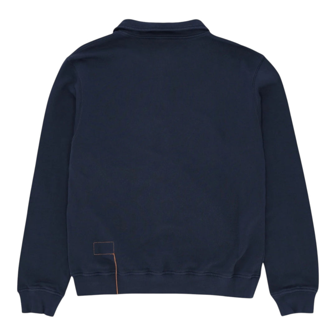 Yale Brushed Jersey Sweatshirt with Collar and Zip Navy