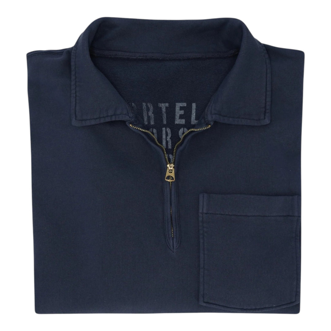 Yale Brushed Jersey Sweatshirt with Collar and Zip Navy