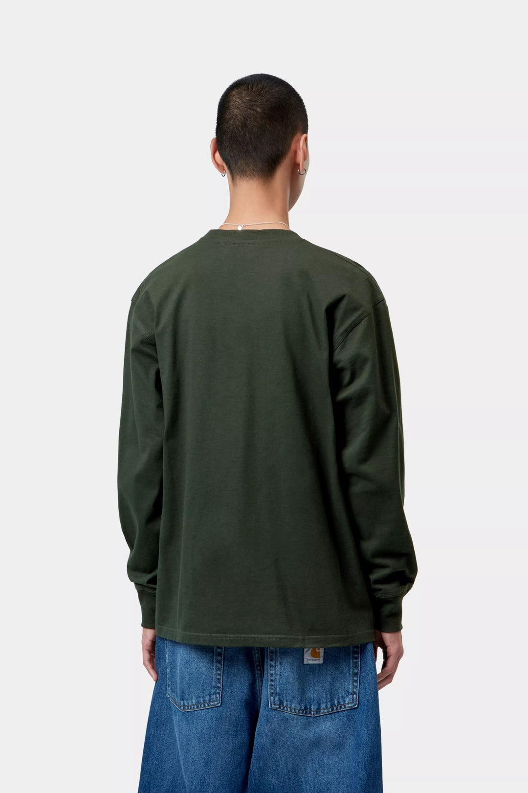 Carhartt Wip L/S AMERICAN SCRIPT T-SHIRT RAVEN Grigio - foto 4