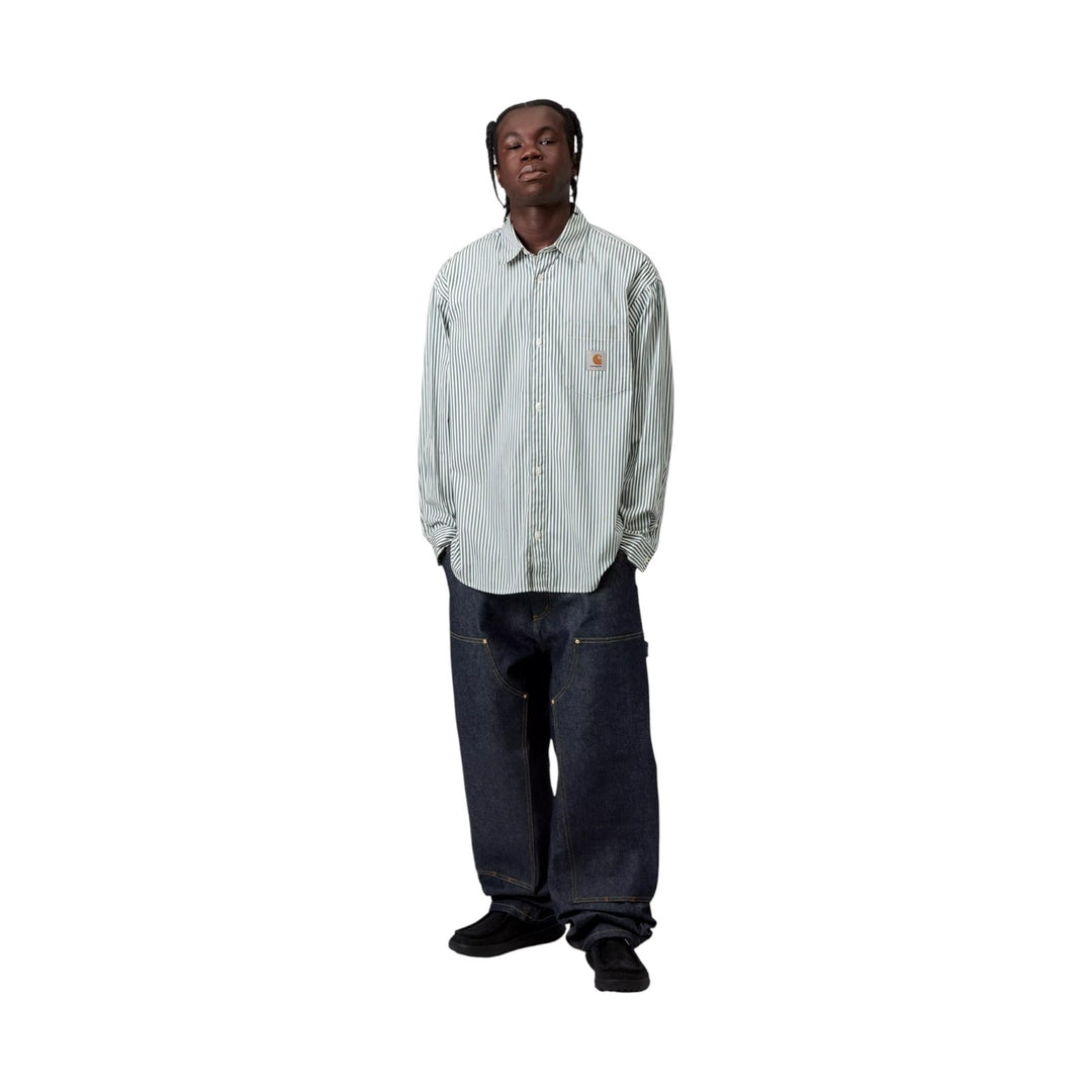 L/S Daldry Shirt Daldry Stripe, Office Blue/White