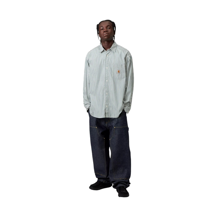 L/S Daldry Shirt Daldry Stripe, Office Blue/White