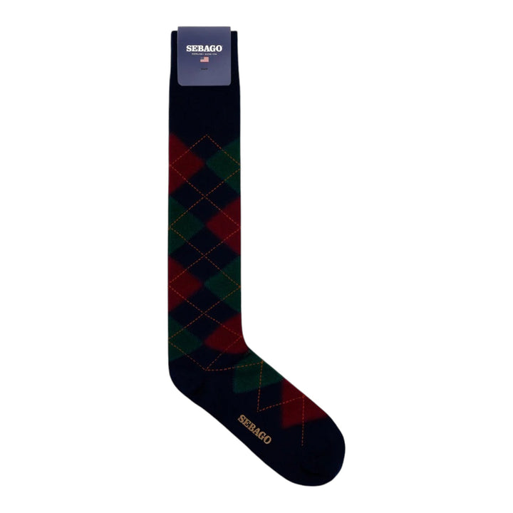 COTTON ARGYLE SOCKS BLUE-BURGUNDY-GREEN