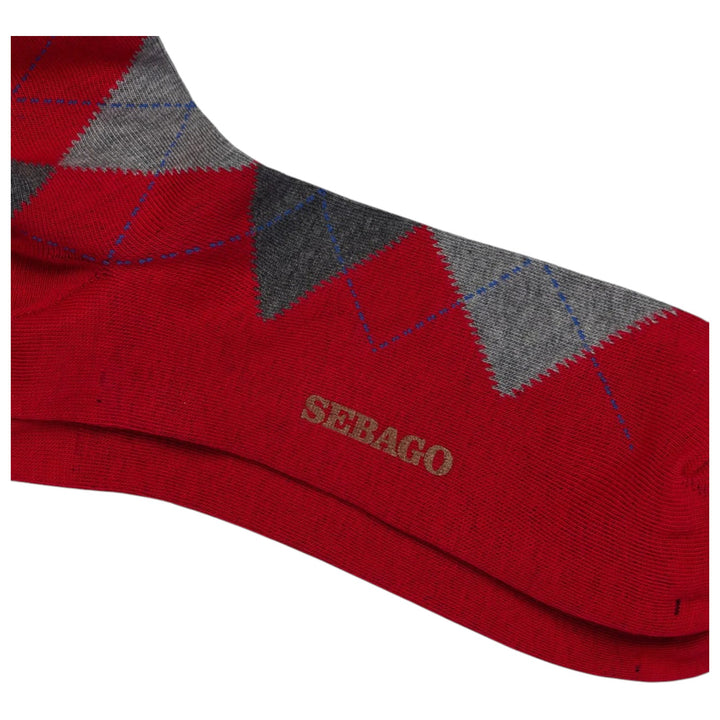 RED-GREY ARGYLE COTTON SOCKS