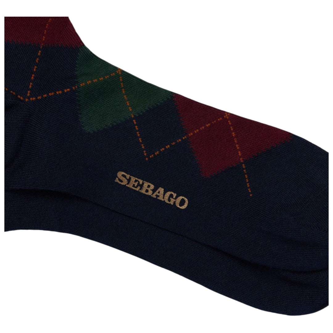 COTTON ARGYLE SOCKS BLUE-BURGUNDY-GREEN
