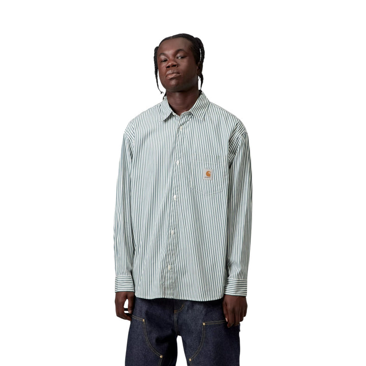 L/S Daldry Shirt Daldry Stripe, Office Blue/White