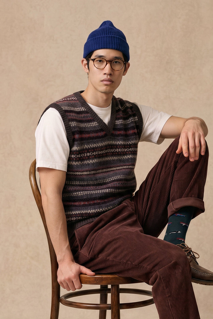 In The Box Gilet Jacquard Marrone/Multicolor - foto 1