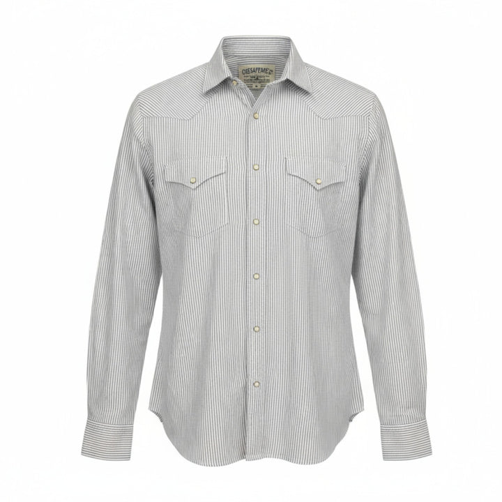 WESTERN OXFORD SHIRT FLAGSTAFF STRIPED SKY BLUE-WHITE